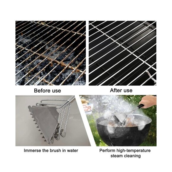 Heavy Duty Stainless Steel 18" Bbq Grill Cleaning Brush Grip Handle Storage Bag - Picture 3 of 5